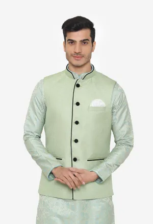 Rayon Green Nehru Modi Jacket
