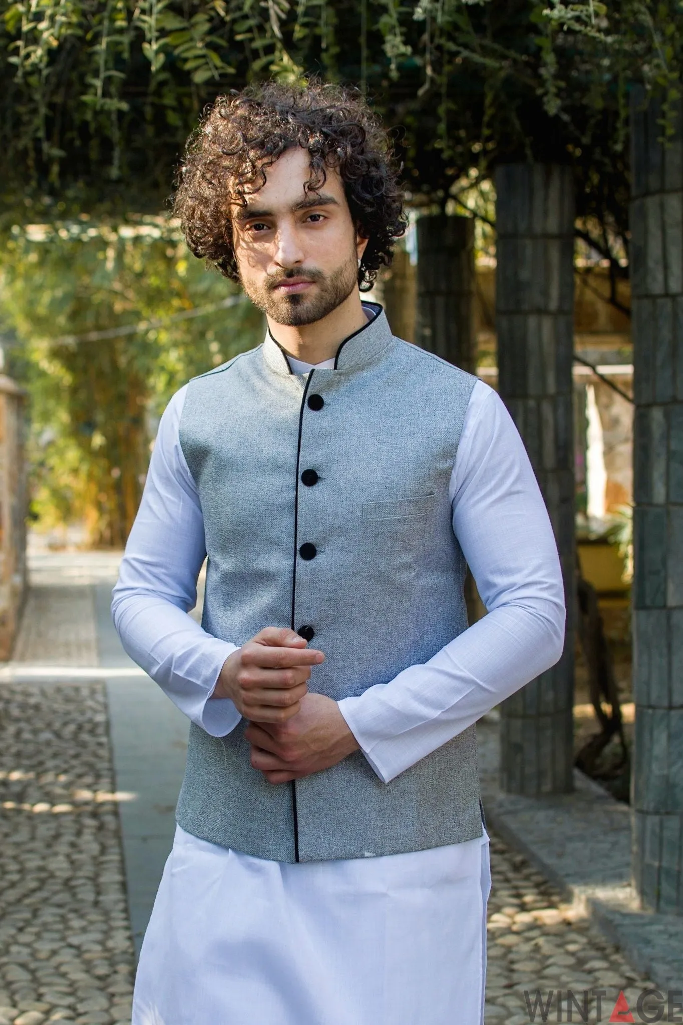 Rayon Grey Modi Nehru Jacket