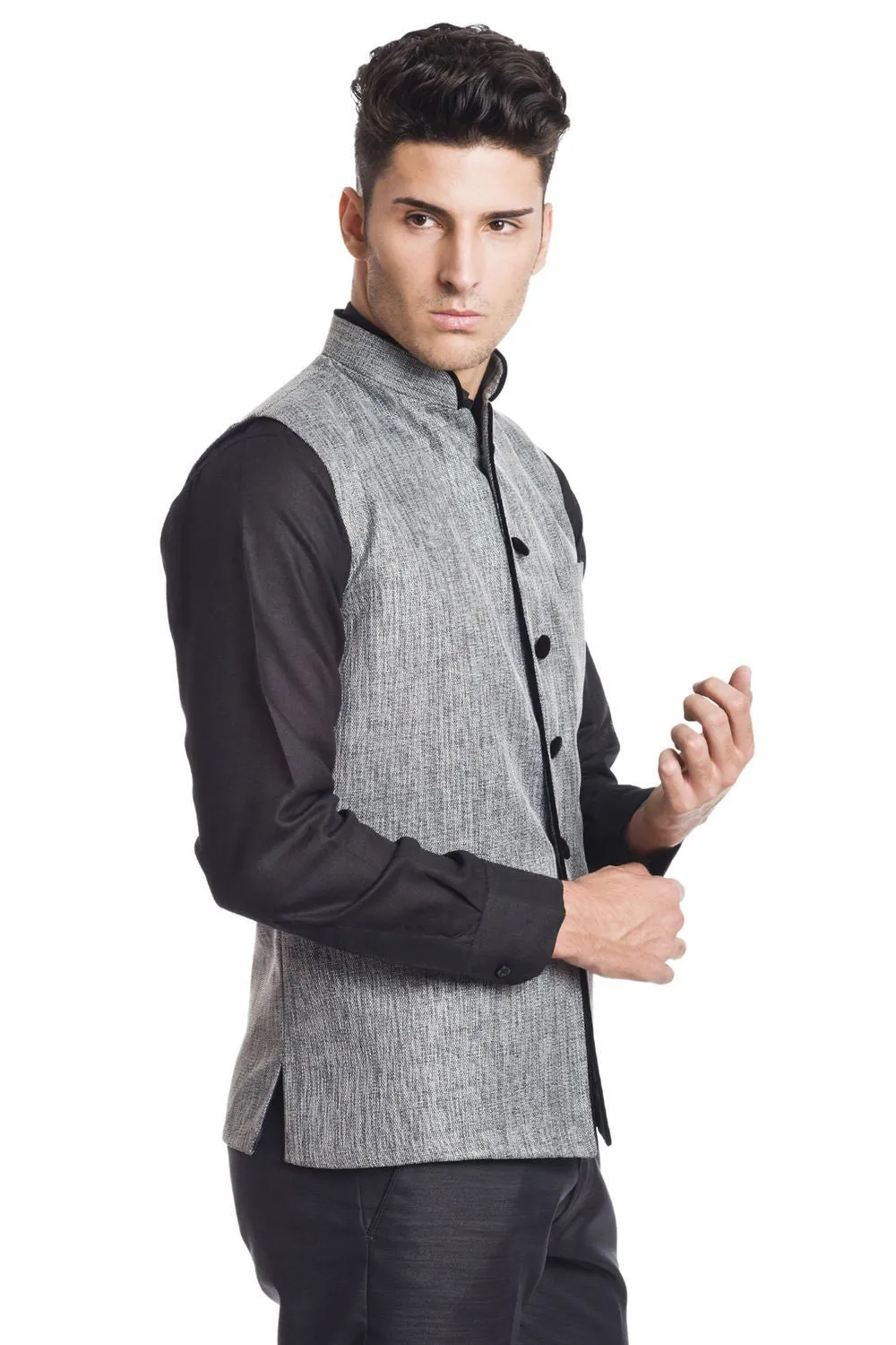 Rayon Grey Modi Nehru Jacket
