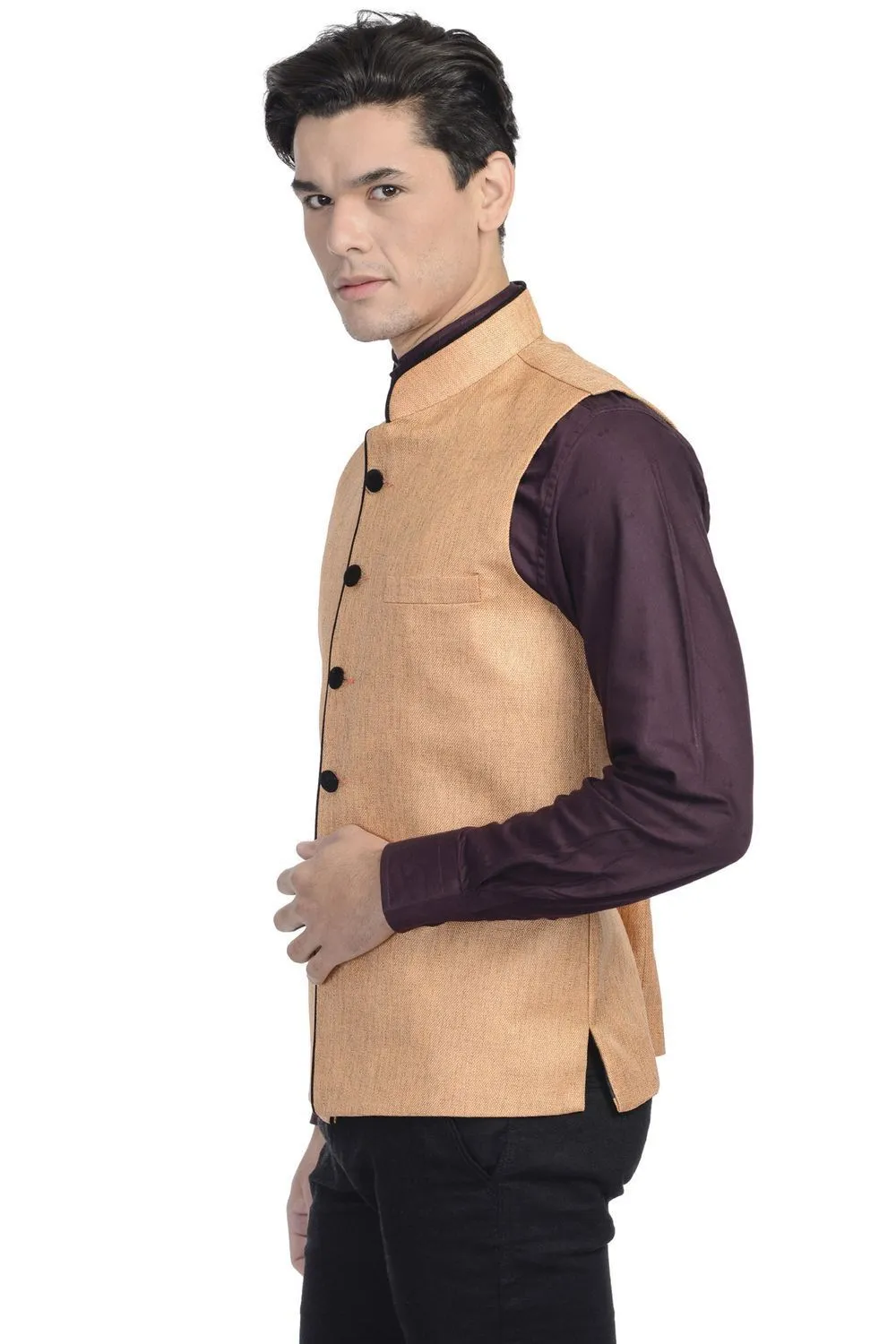 Rayon Orange Modi Nehru Jacket