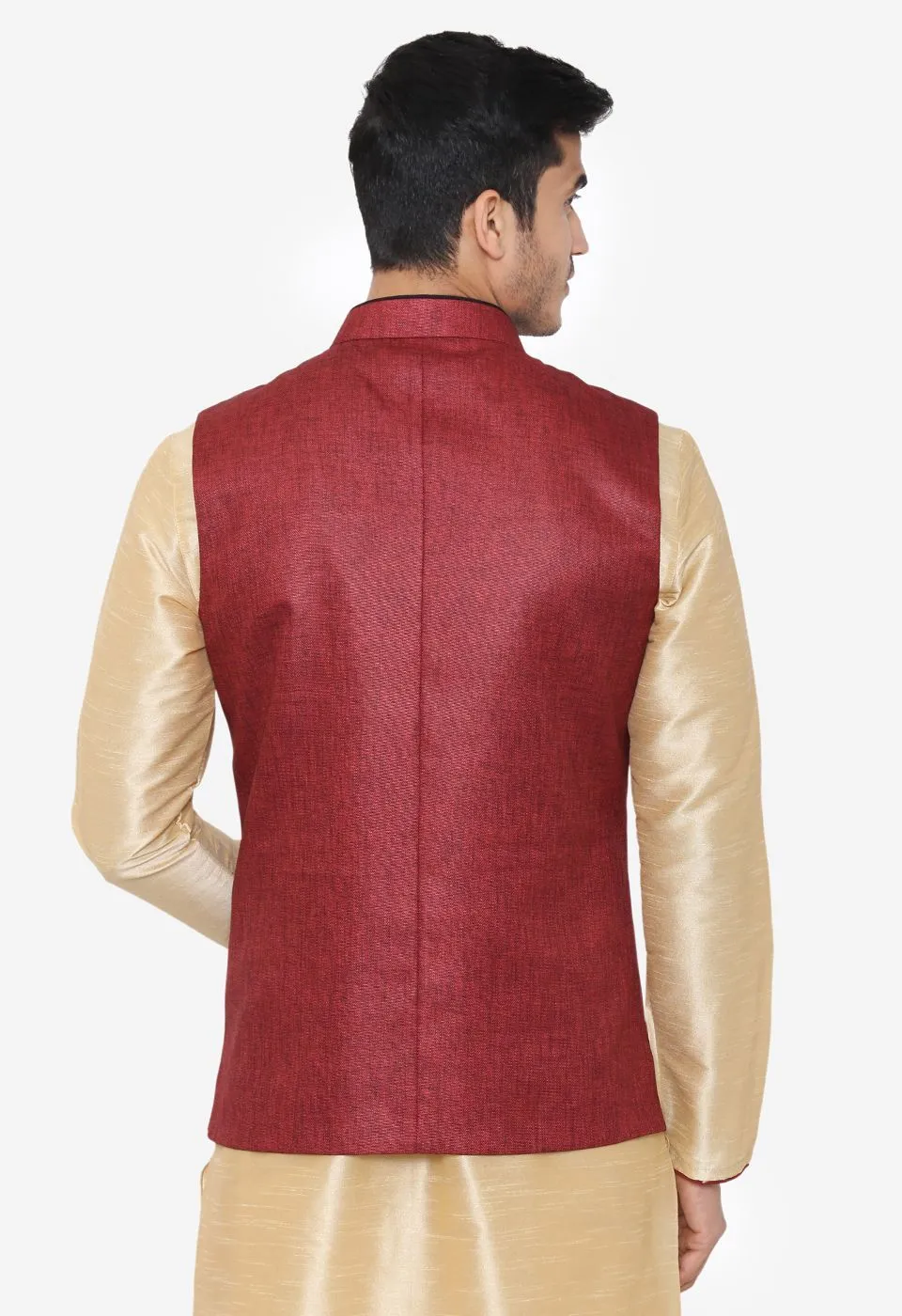 Rayon Red Nehru Modi Jacket
