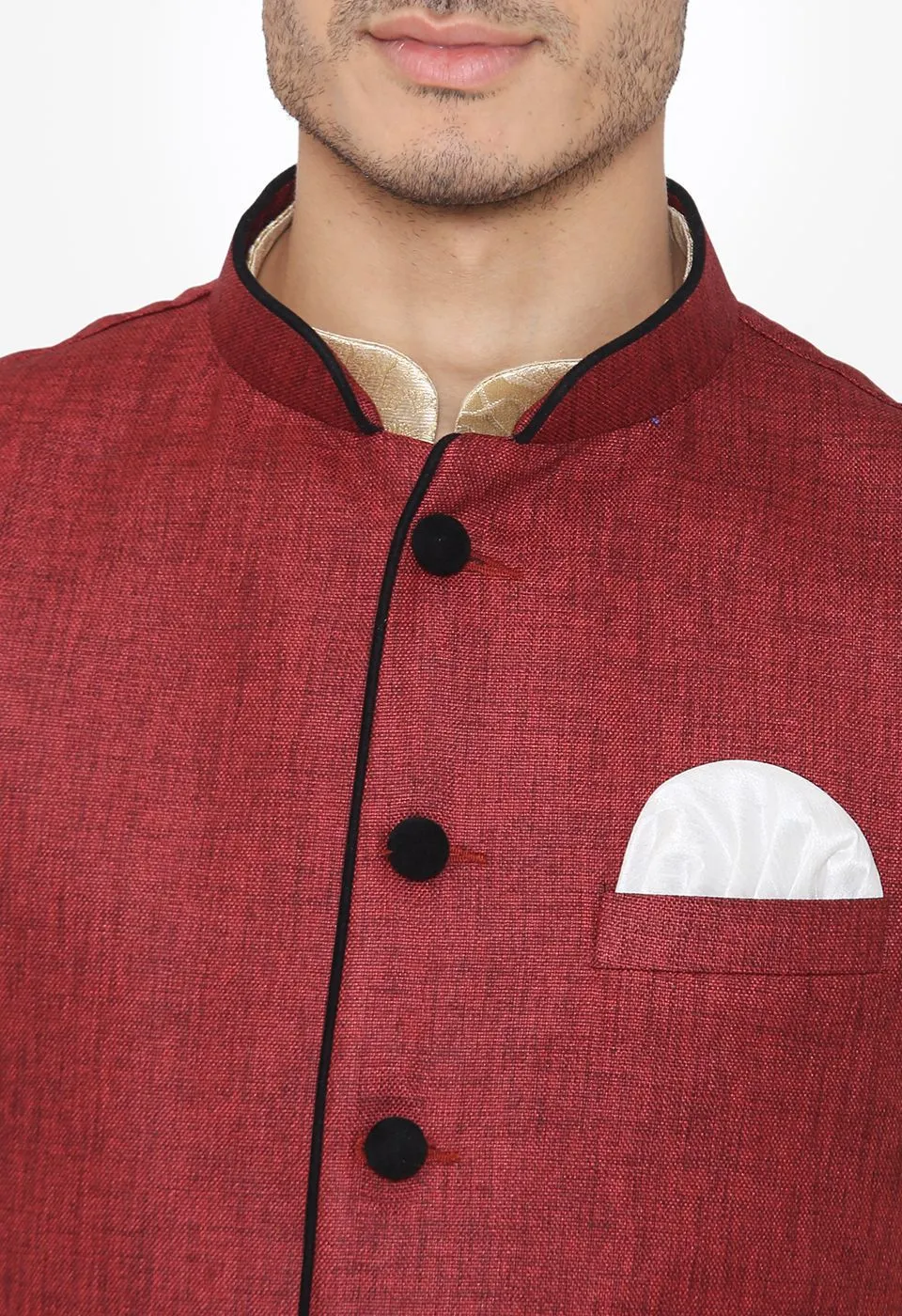 Rayon Red Nehru Modi Jacket