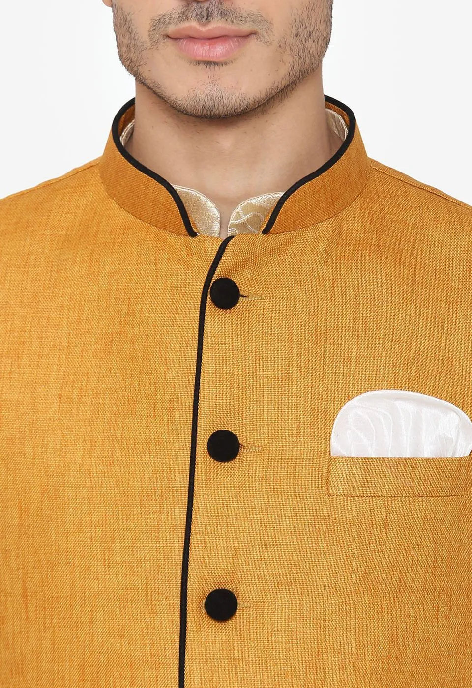 Rayon Yellow Nehru Modi Jacket