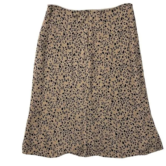 Reformation Mia Leopard Print Midi Skirt Tan Black Sz12 Animal Print