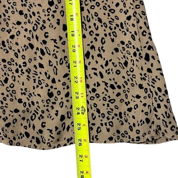 Reformation Mia Leopard Print Midi Skirt Tan Black Sz12 Animal Print