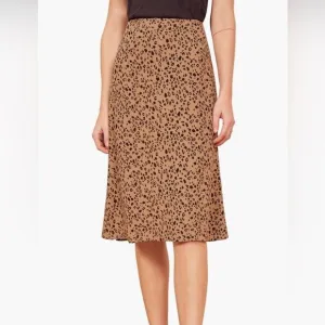 Reformation Mia Leopard Print Midi Skirt Tan Black Sz12 Animal Print