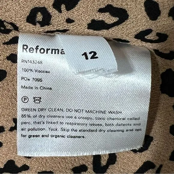 Reformation Mia Leopard Print Midi Skirt Tan Black Sz12 Animal Print