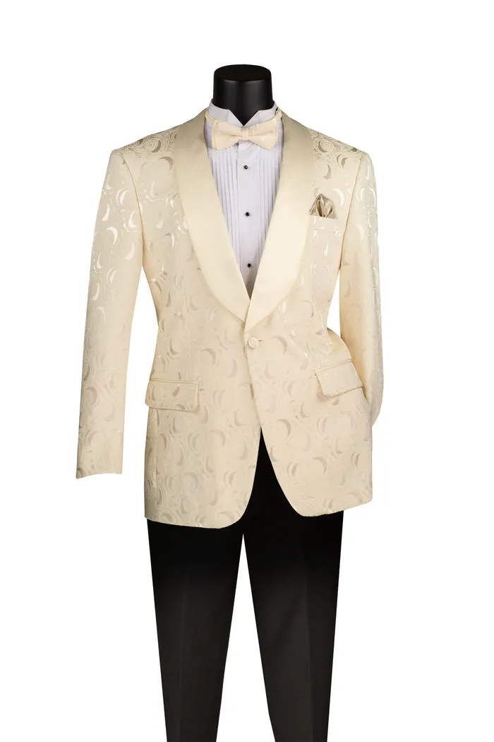 Regular Fit Blazer Shawl Lapel with Matching Bow Tie Light Champagne BF-8