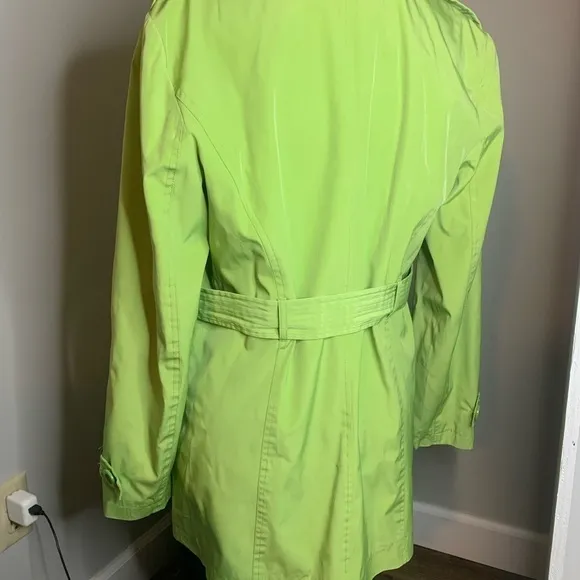 Relativity Lime Green Double Breasted Short Trenchcoat Y2K Style size Medium