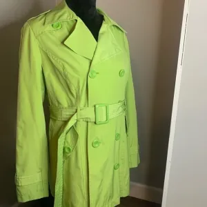 Relativity Lime Green Double Breasted Short Trenchcoat Y2K Style size Medium