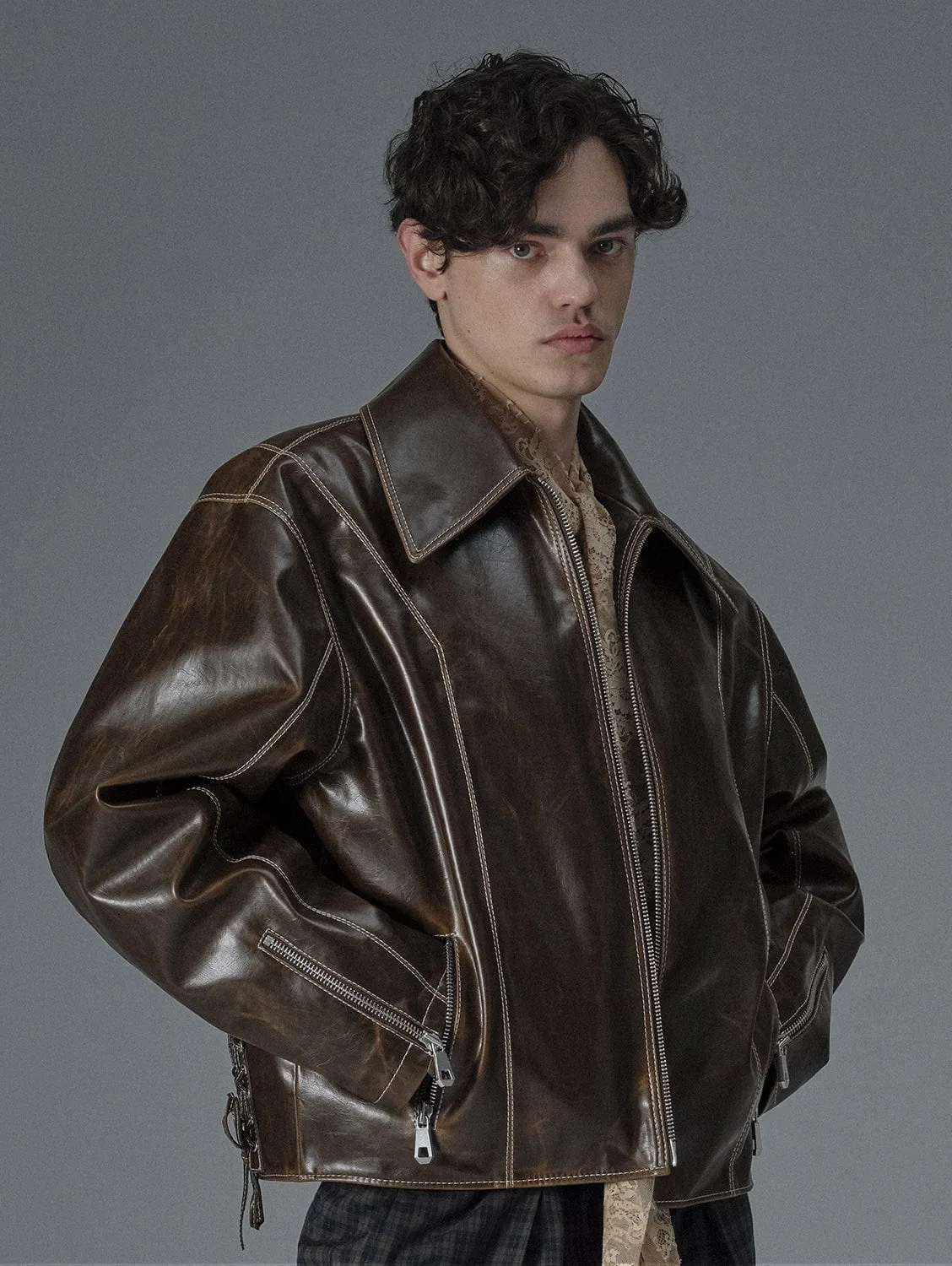 Robin Unisex Vegan Olive Leather Jacket | Moss