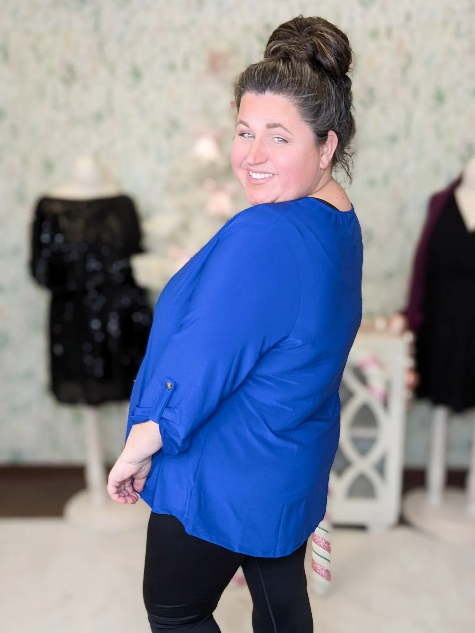 Ruthie 3/4 Sleeve Vneck Blouse in Solids