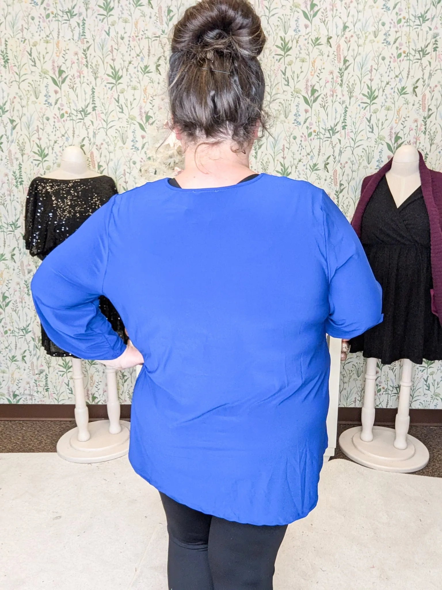 Ruthie 3/4 Sleeve Vneck Blouse in Solids