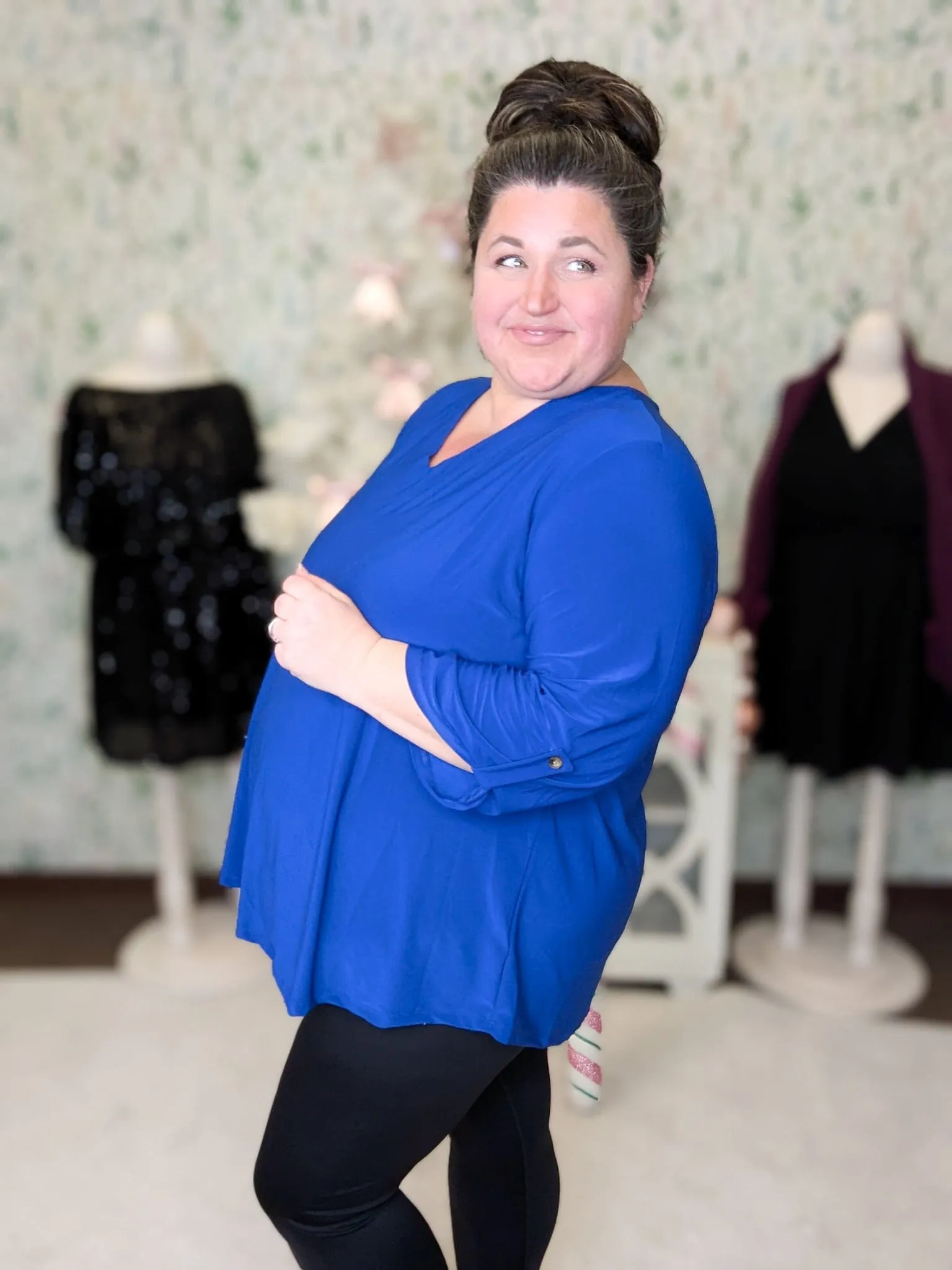 Ruthie 3/4 Sleeve Vneck Blouse in Solids