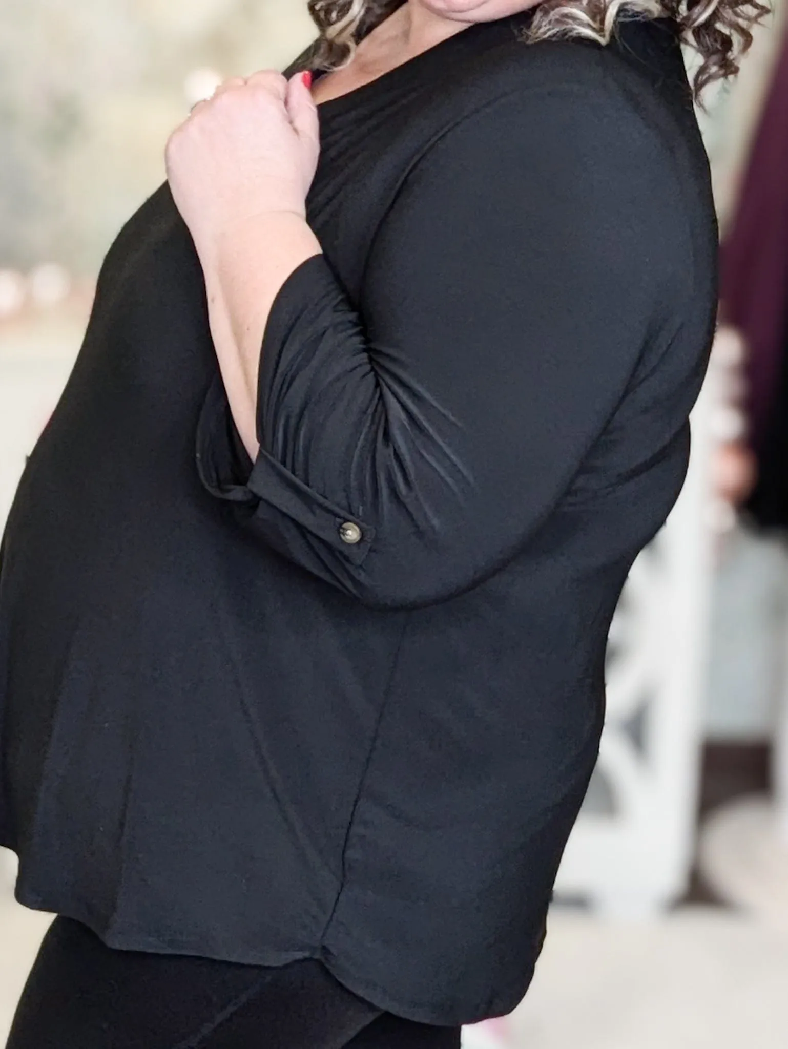 Ruthie 3/4 Sleeve Vneck Blouse in Solids