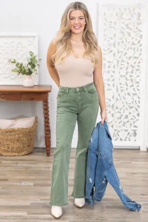 Sage Acid Wash Slim Bootcut Jeans