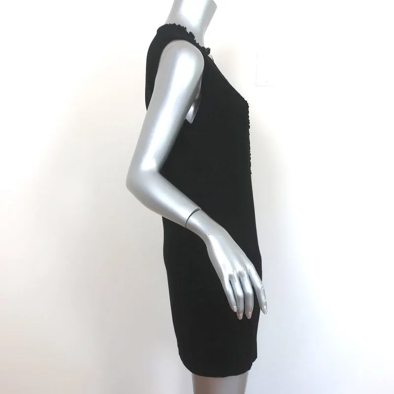 Sandro Mini Dress Black Floral Embroidered Crepe Size 1 Sleeveless V-Neck Shift