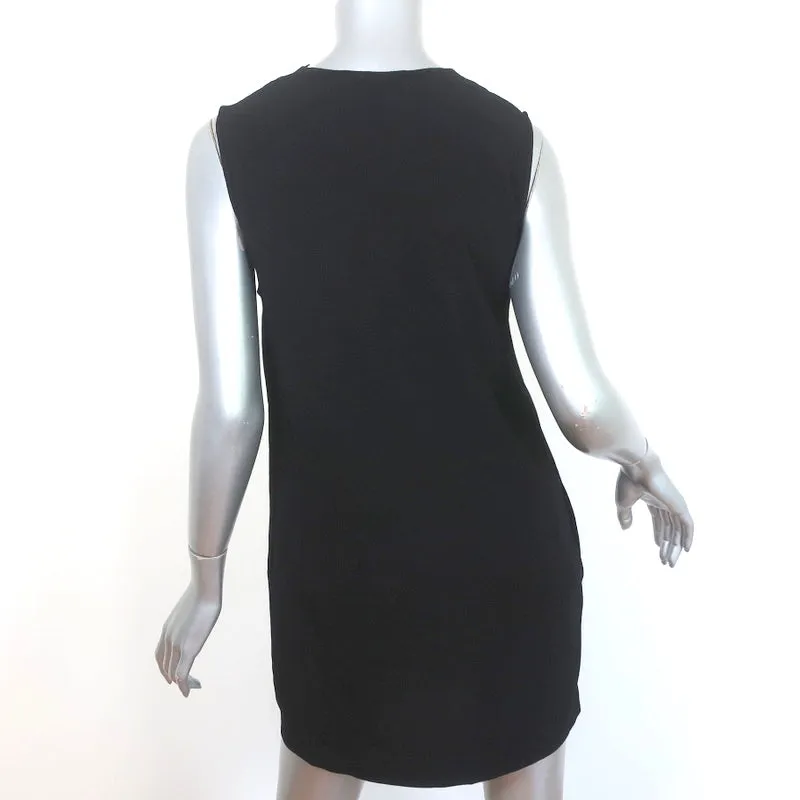 Sandro Mini Dress Black Floral Embroidered Crepe Size 1 Sleeveless V-Neck Shift