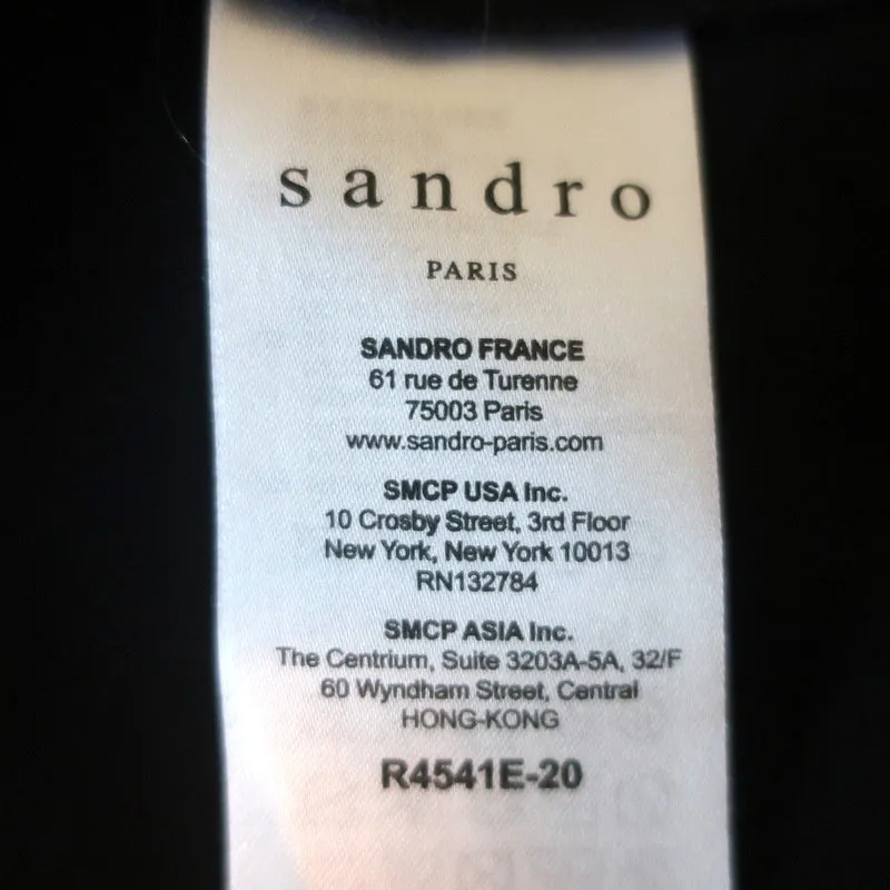 Sandro Mini Dress Black Floral Embroidered Crepe Size 1 Sleeveless V-Neck Shift