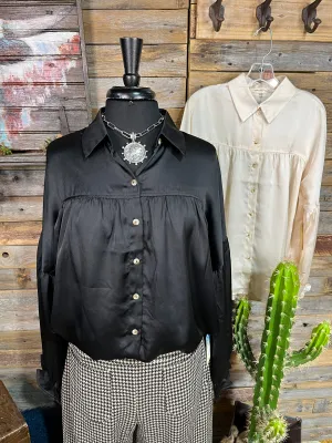 Sara Solid Satin Oversized Blouse