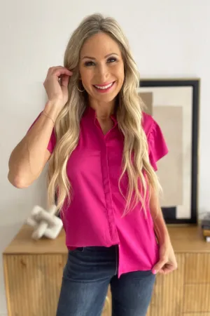 Satin Button Down Blouse Top