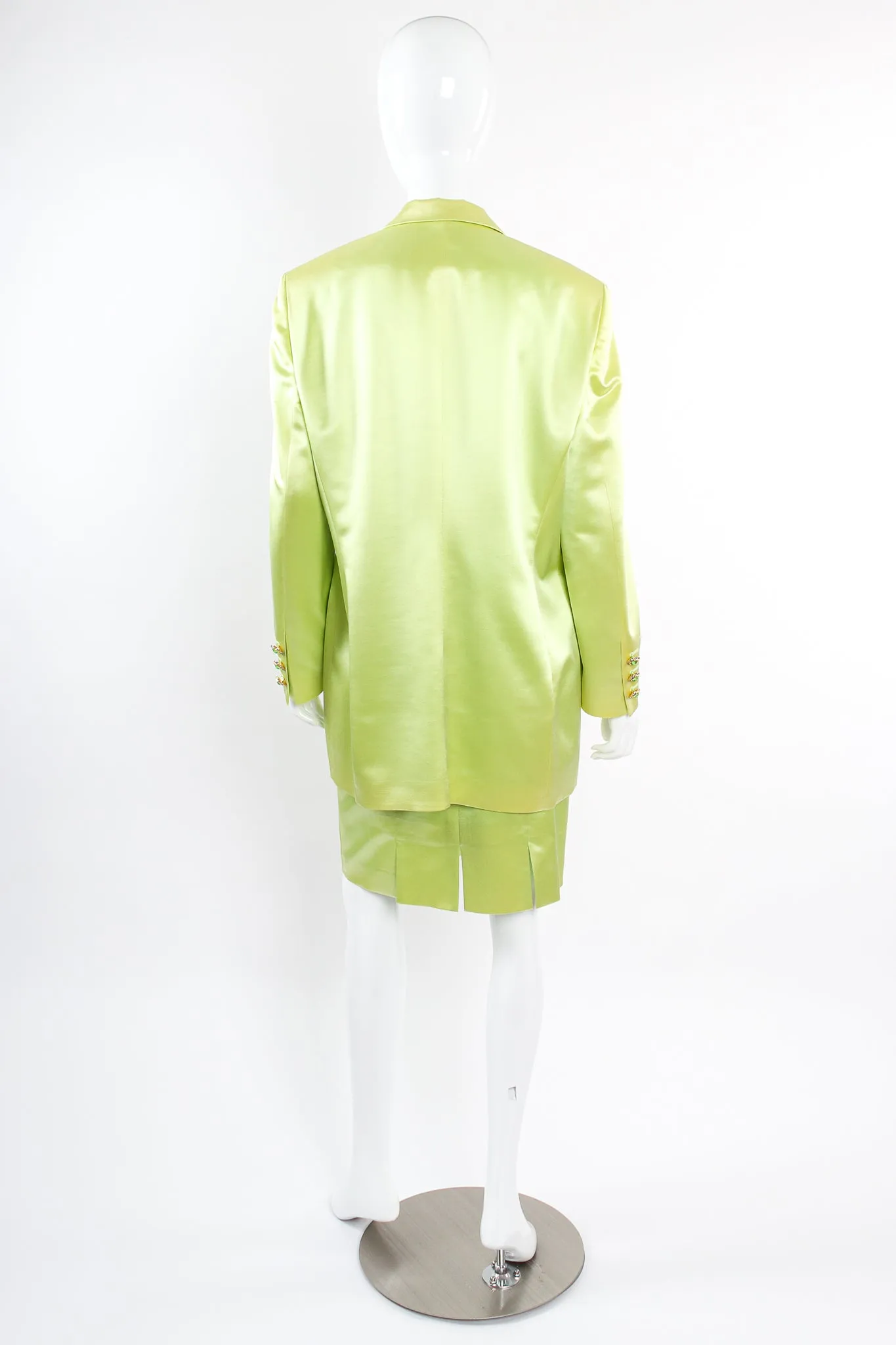 Satin Double Breasted Skirt Suit