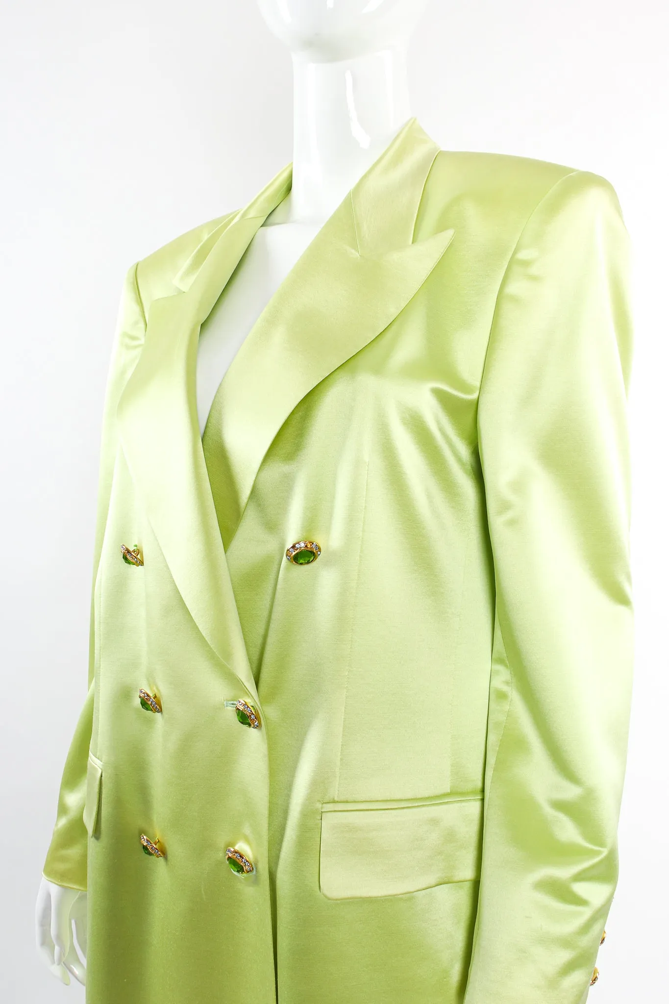 Satin Double Breasted Skirt Suit