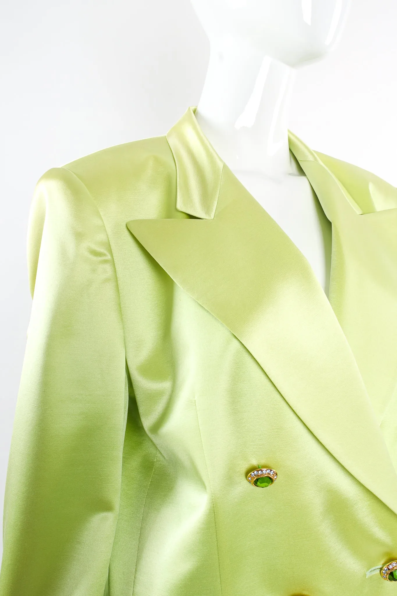 Satin Double Breasted Skirt Suit