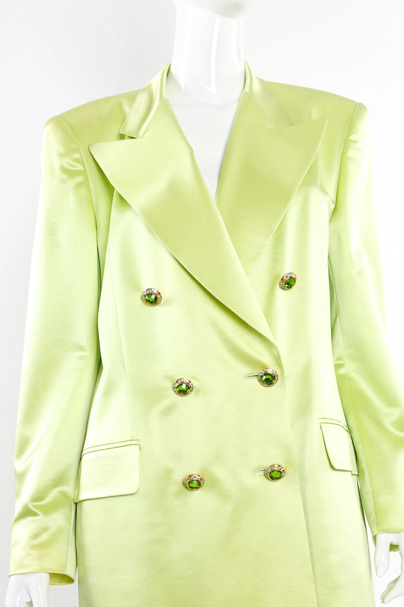 Satin Double Breasted Skirt Suit
