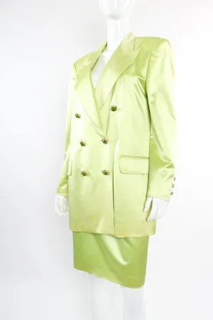 Satin Double Breasted Skirt Suit