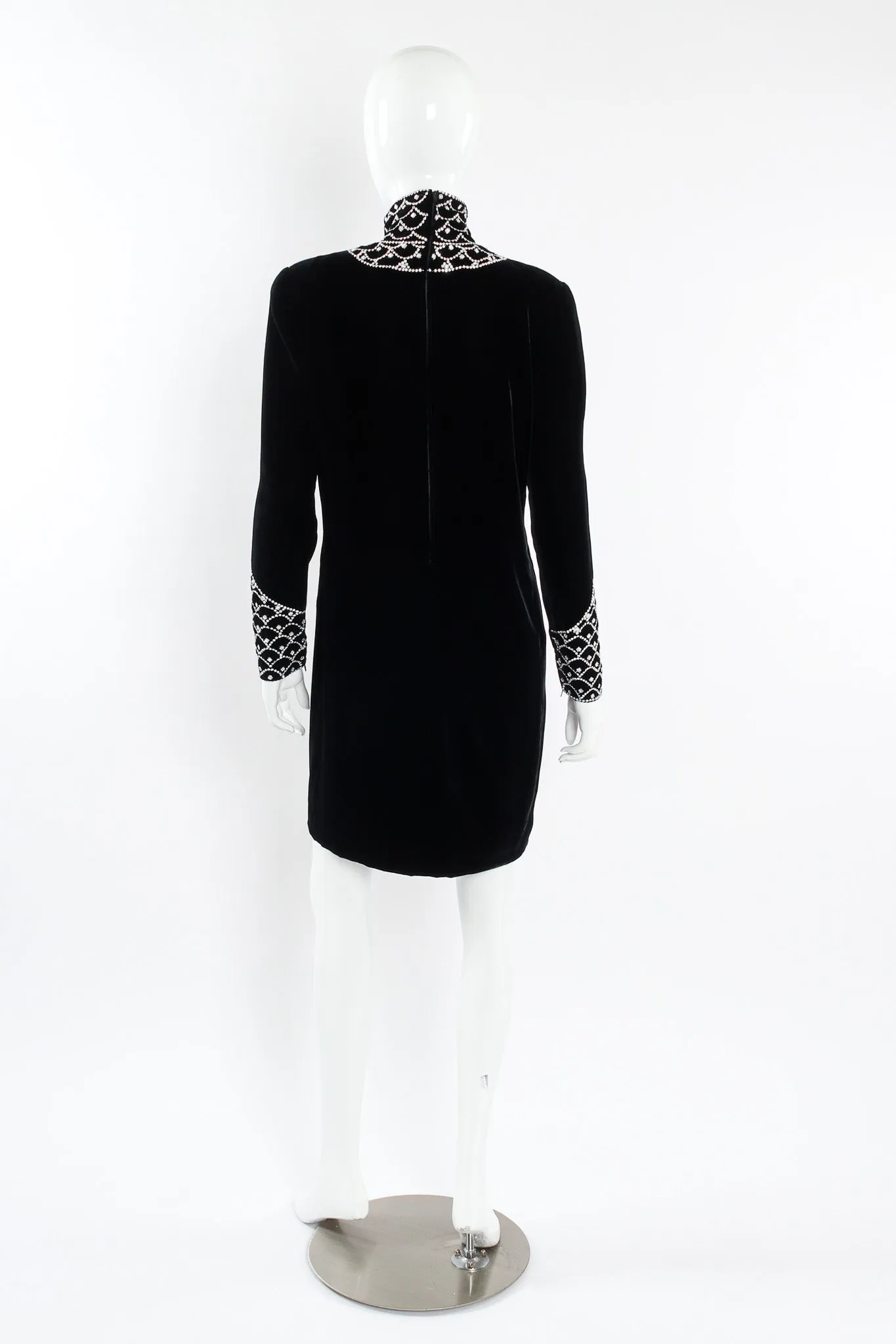 Scalloped Rhinestone Velvet Dress