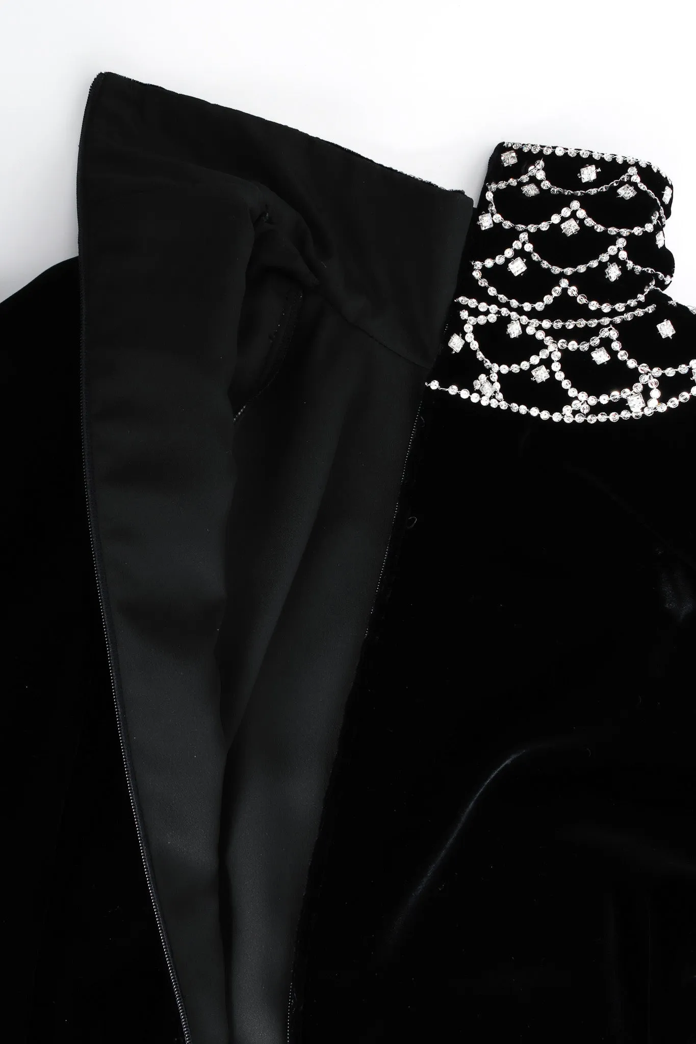 Scalloped Rhinestone Velvet Dress