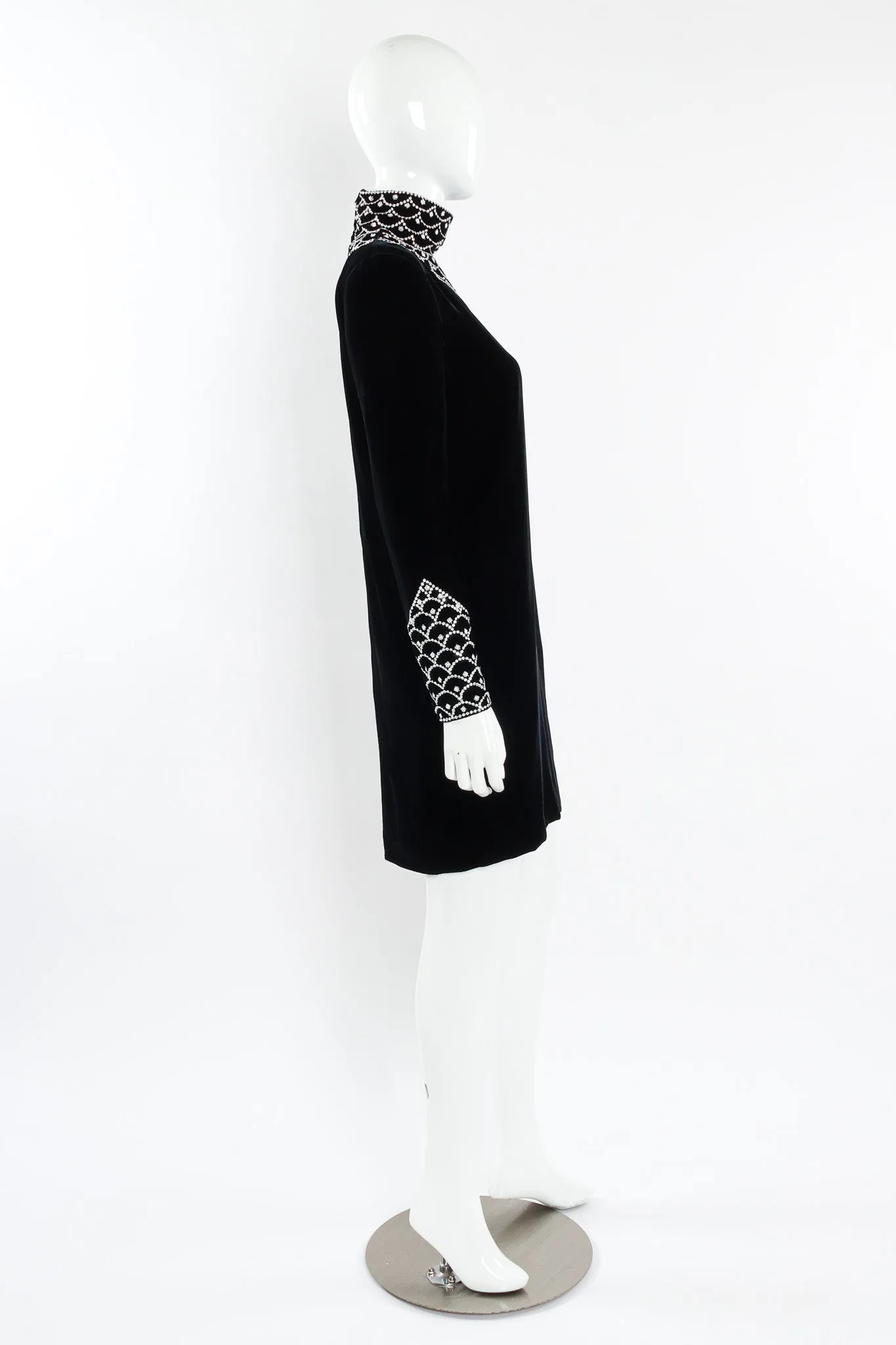 Scalloped Rhinestone Velvet Dress