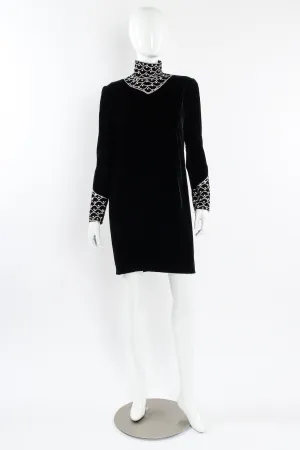 Scalloped Rhinestone Velvet Dress