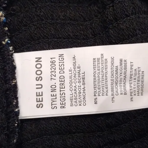 See U Soon, Flare Midi Knit Skirt, Size 6, Black w/ Blue &amp; Silver Embroidery