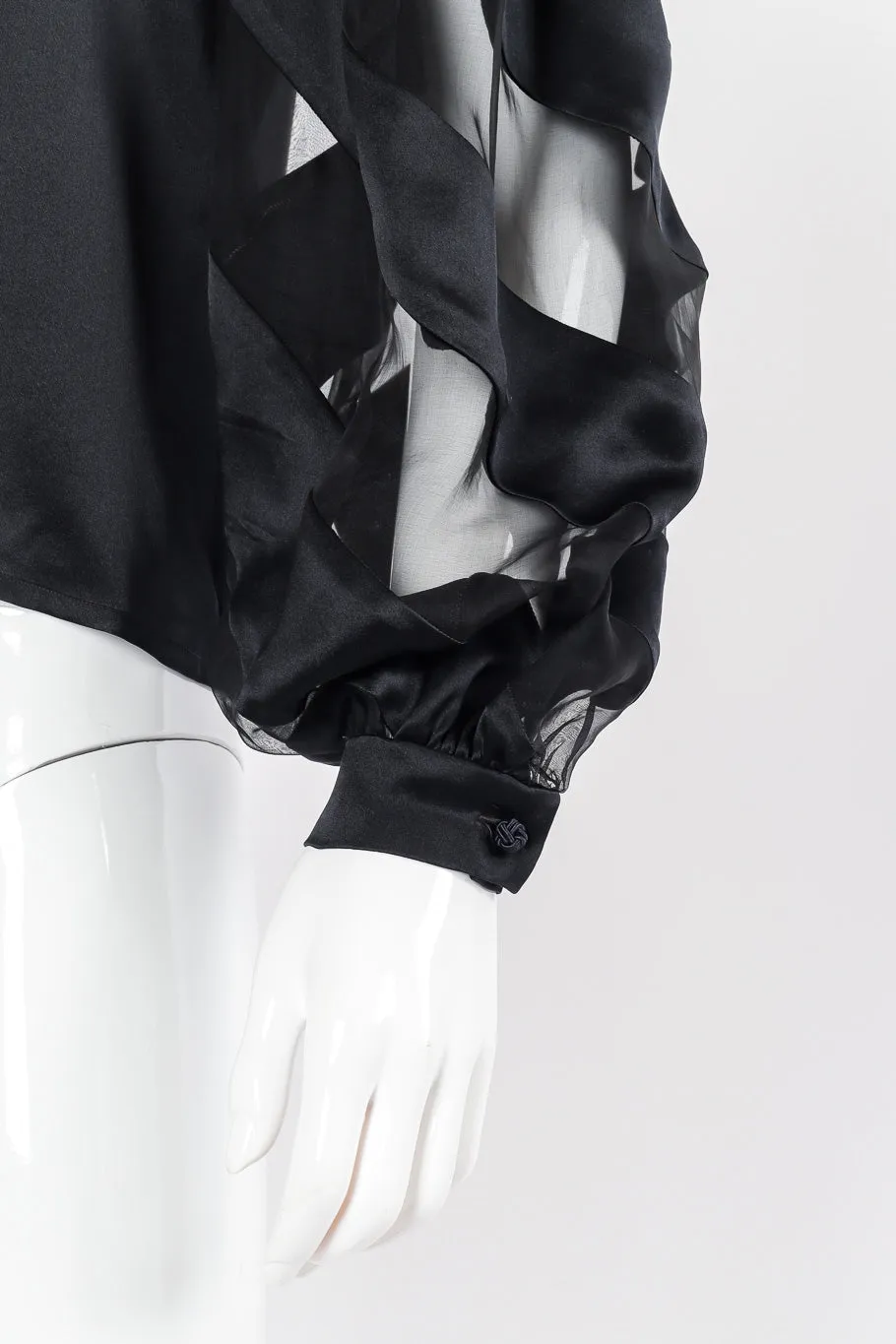 Sheer Stripe Balloon Sleeve Blouse