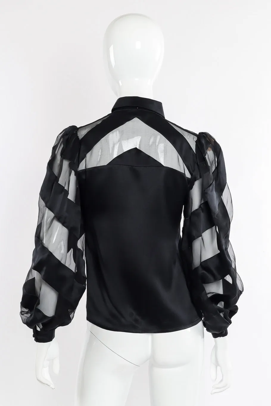 Sheer Stripe Balloon Sleeve Blouse