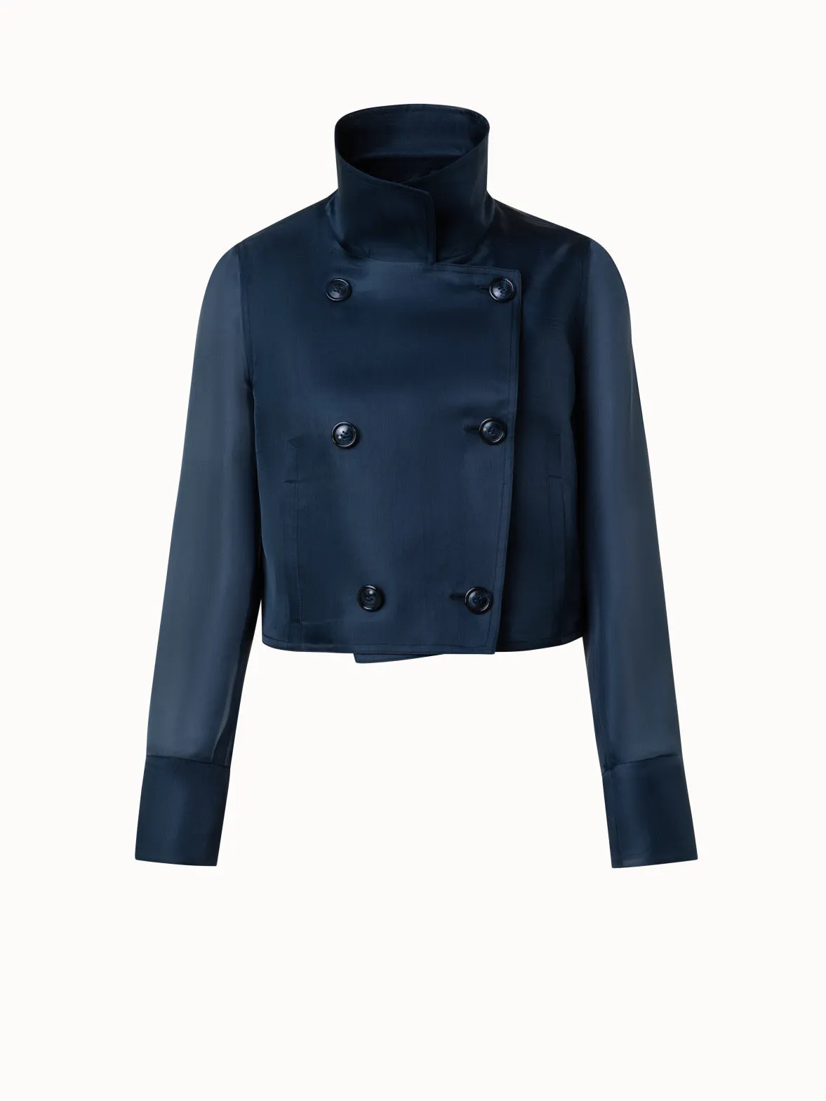 Short Double-Breasted Silk Organza Jacket