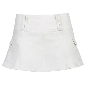 Short Summer Denim Pleated Skirt
