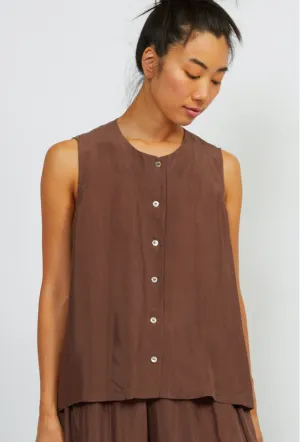 Shosh Sleeveless Button Down Shirt Cafe au Lait