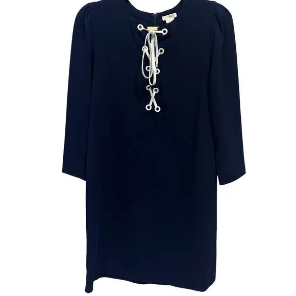 Shoshanna Navy blue Lace up Nikko Dress shesth dress size 6