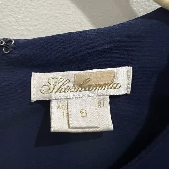 Shoshanna Navy blue Lace up Nikko Dress shesth dress size 6