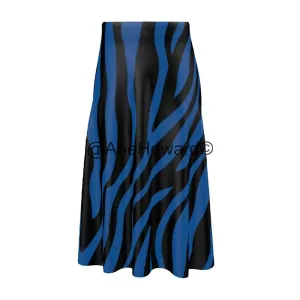 Silk Midi Skirt True Blue Zebra