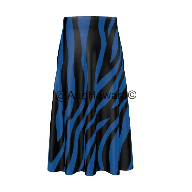 Silk Midi Skirt True Blue Zebra