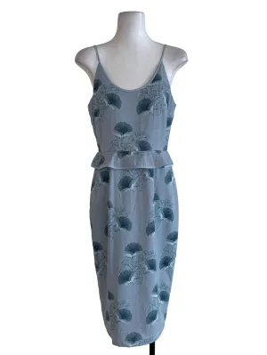Sky Blue Floral Peplum Dress