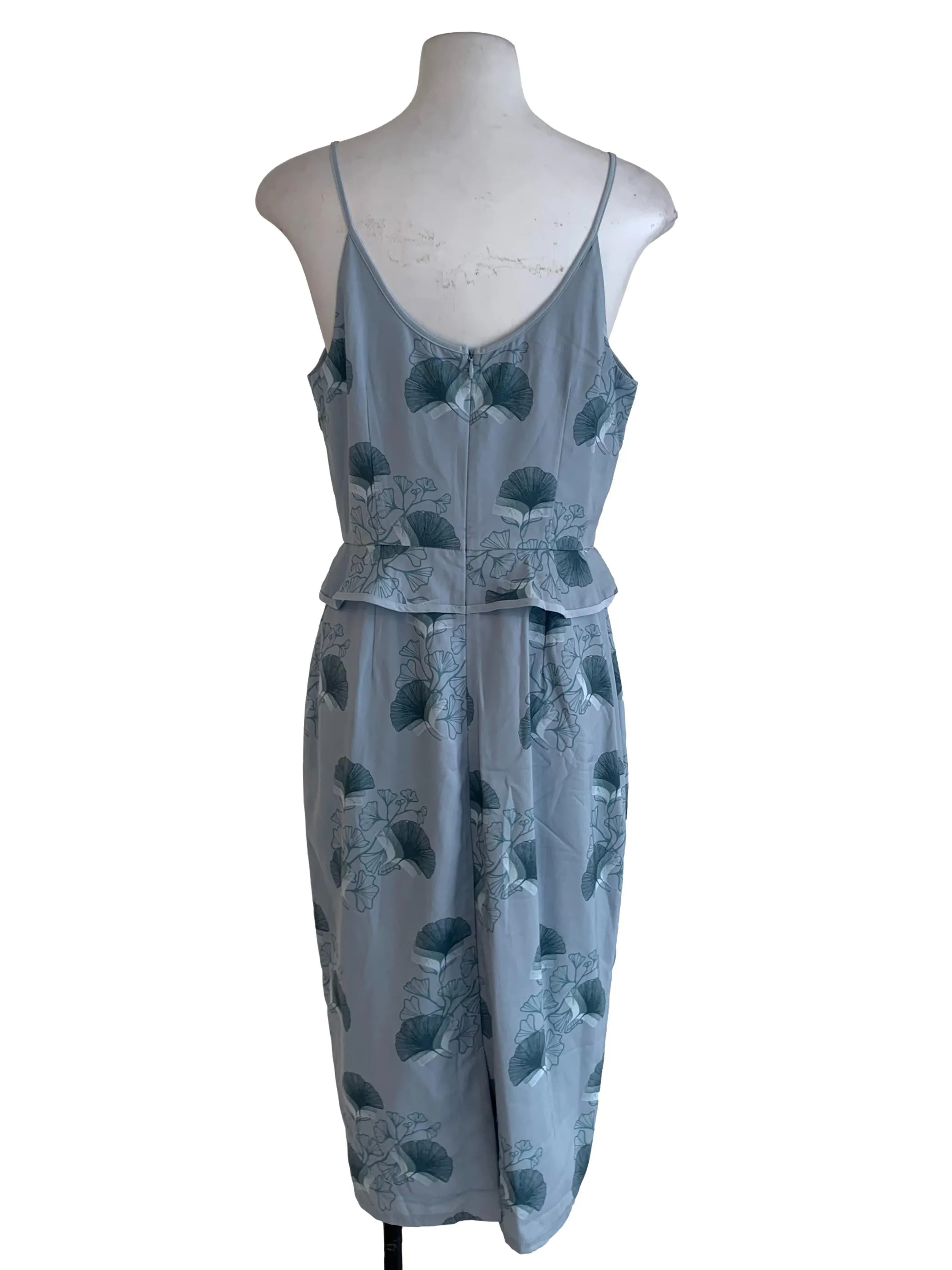 Sky Blue Floral Peplum Dress