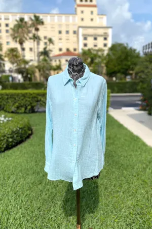 Sky Cotton Button Down Blouse