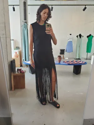 Sleeveless Fringe Dress - Black