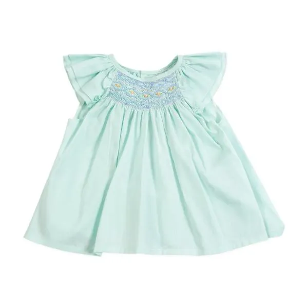 Smocked Green Blouse in 12 months