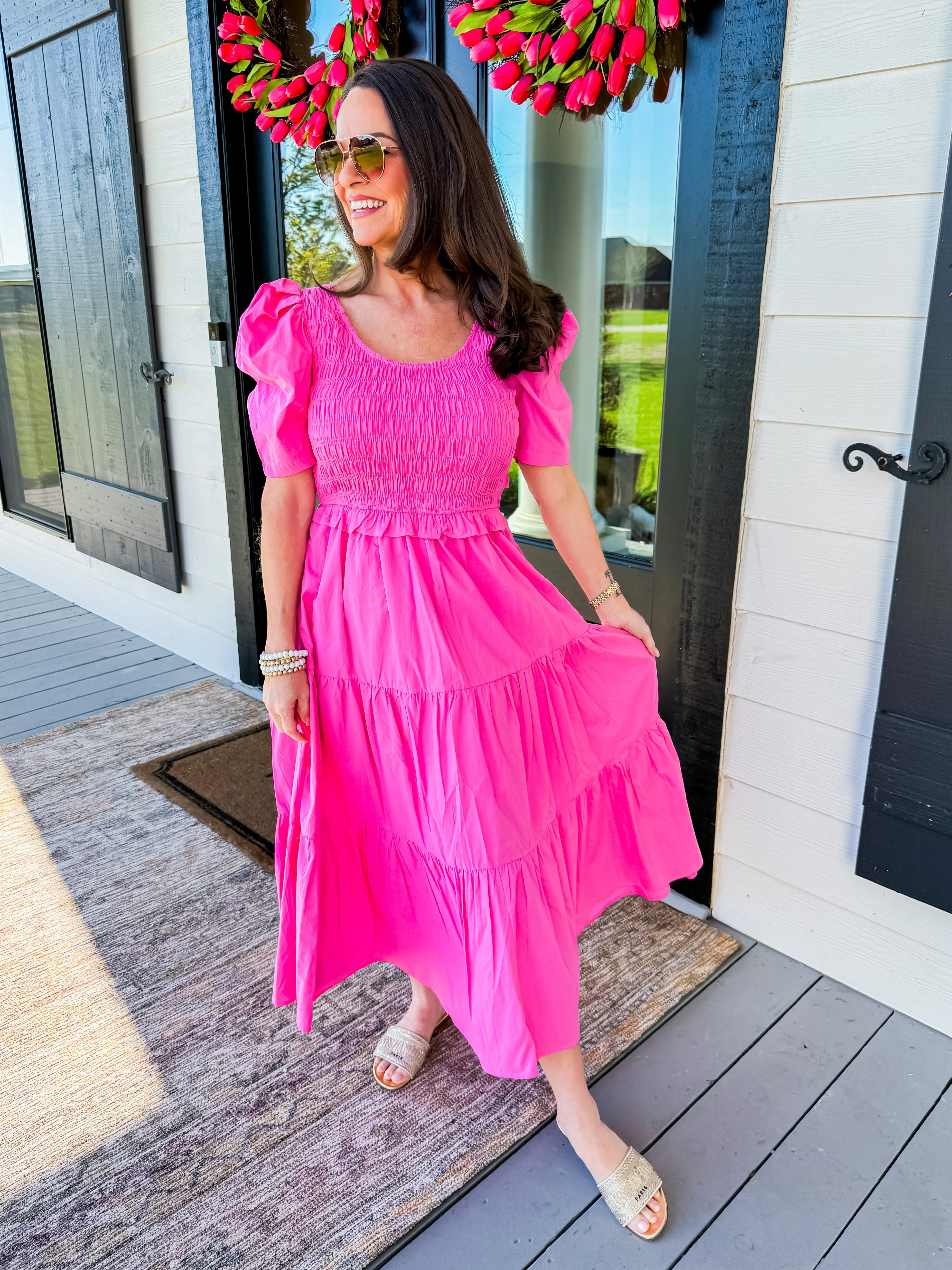 Smocked Tiered Midi Dress